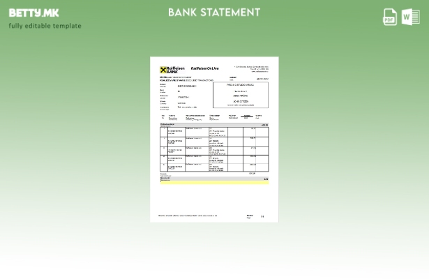 модерен стил Бугарија Рајфајзен шаблон за збор верзија на извод од банка